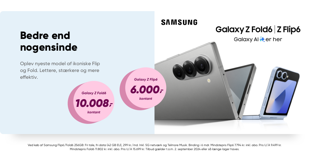 Samsung Galaxy Z Flip6 og Fold6 hos Telmore